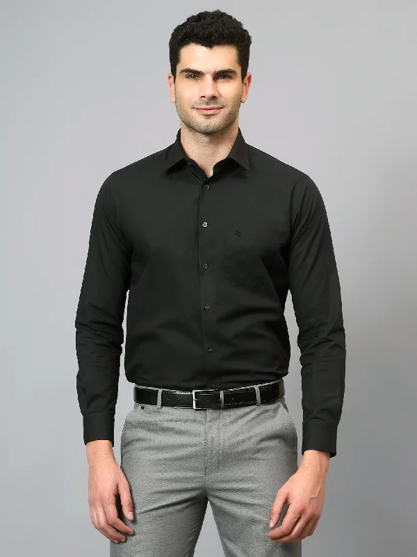 Men's Black Formal Plain Full Sleeve Shirt