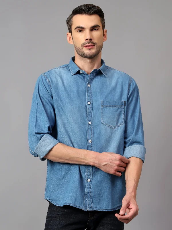 Men's Blue  Casual Denim Full Sleeve Shirt