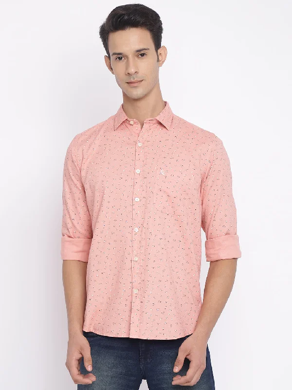 Men's Pink Casual Ditsy Print Full Sleeve Shirt