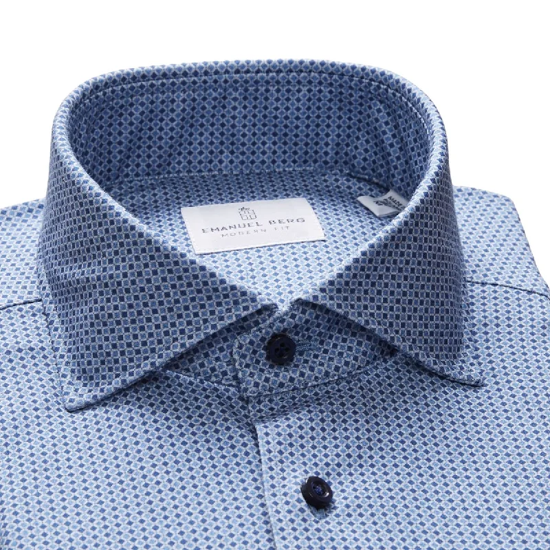 Emanuel Berg 4-Flex Knit Blue Geo Shirt