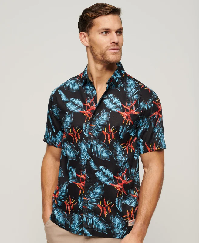 Hawaiian Shirt | Dark Navy Fire