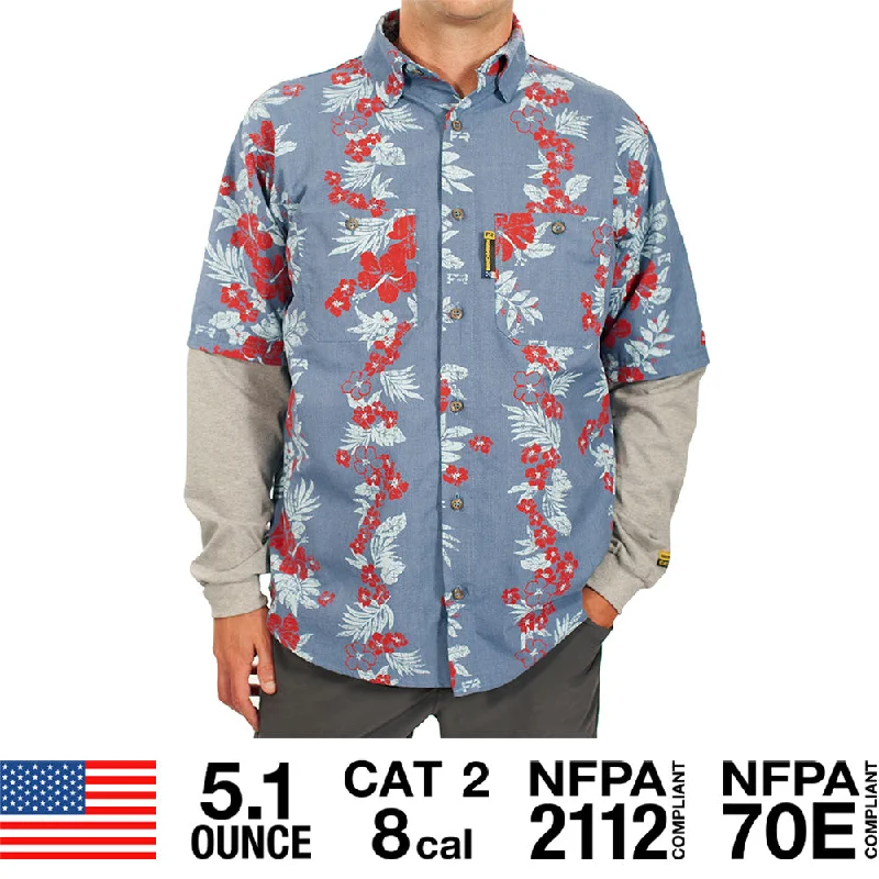 Tropical Vine Light Blue Hawaiian Shirt (3XL)