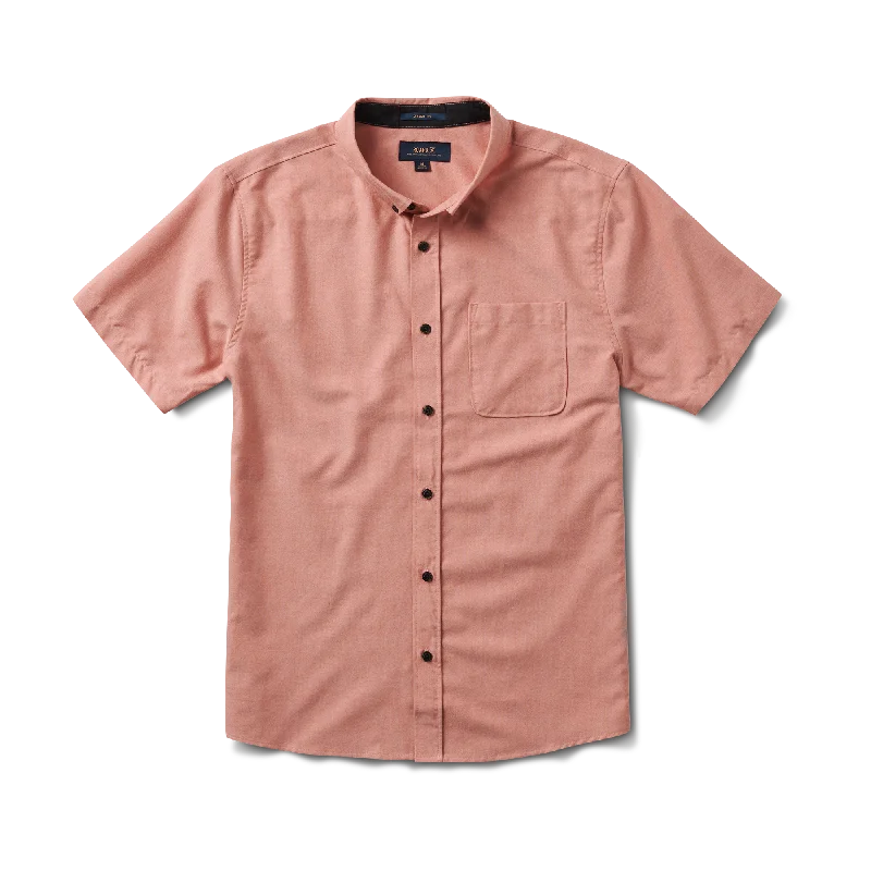 Scholar Oxford Short Sleeve Button Up Shirt - Saffron Red