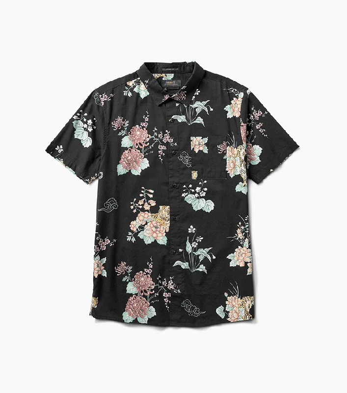 Tiger Lotus Button Up Shirt - Black