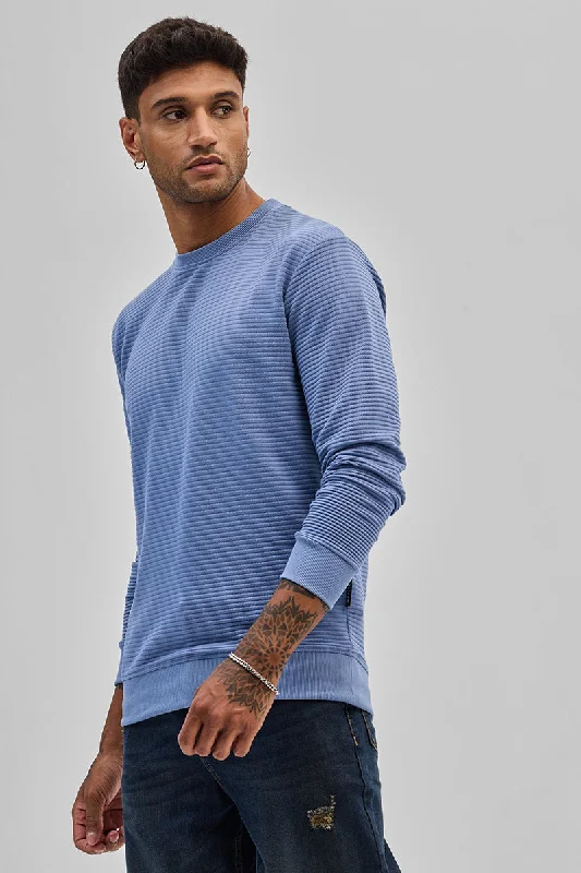 Blue Textured Sweatshirt