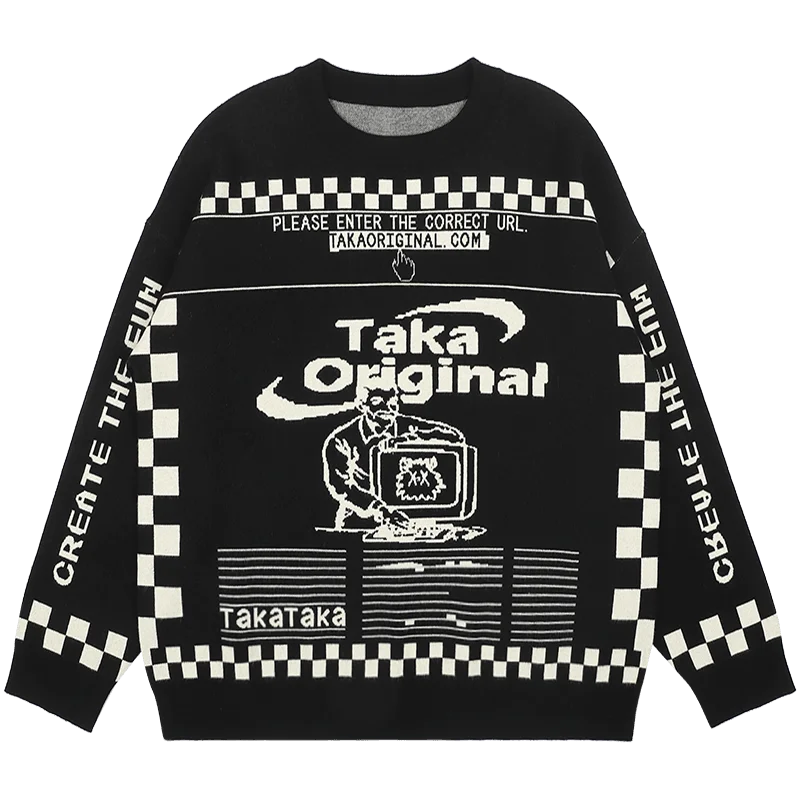 TAKA Original Moody Bob mosaic checkboard knit jumper