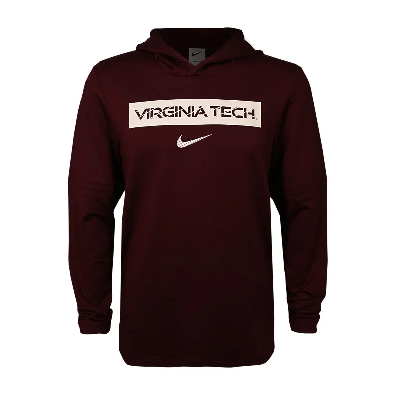 Virginia Tech Men's Dri-FIT Lightweight Hooded Long-Sleeved Top: Maroon by Nike