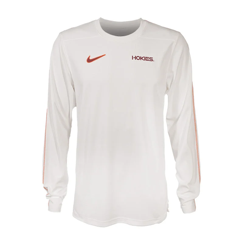 Virginia Tech Men's Dri-FIT UV Coaches Long-Sleeved Top: White by Nike